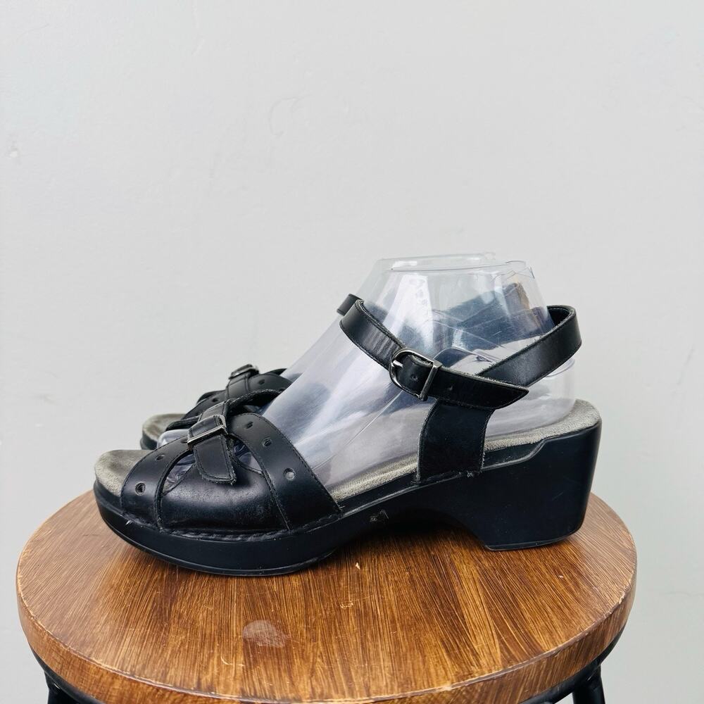 Dansko Sissy Black Strappy Leather Womens Size 9.5